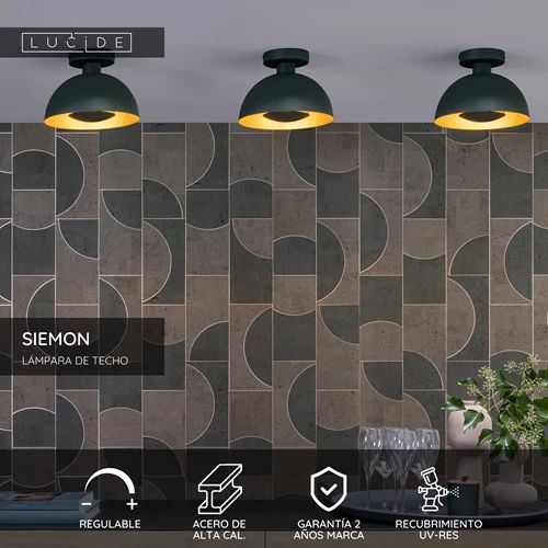 Lucide SIEMON - Lámpara de techo - Ø 25 cm - 1xE27 - Verde - USP